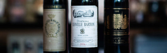 Old bottles of Bordeaux, including Palmer and Leoville Barton