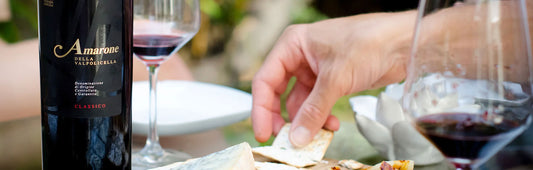 Cheese being enjoyed with a bottle of La Giaretta Amarone